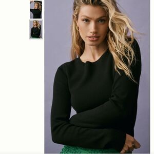 Anthropologie Maeve Long-Sleeve Shrunken Crewneck Sweater